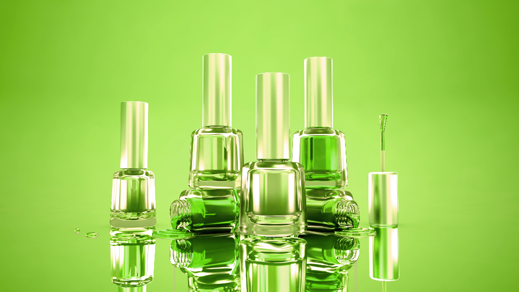 bottles of green nail polish