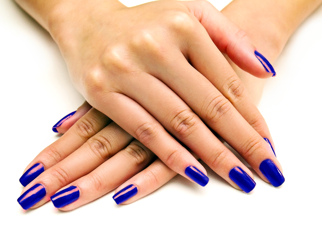woman with blue manicure 1
